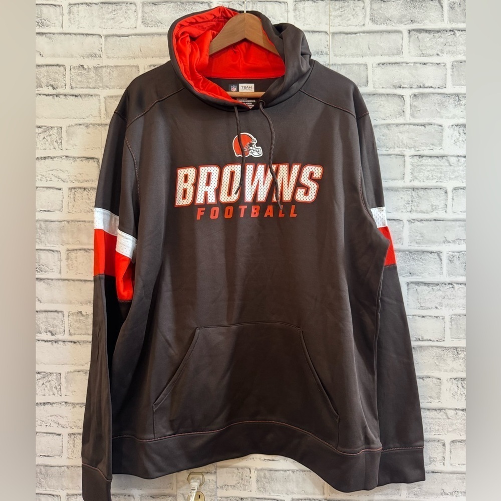 NWOT! Men’s Unisex Cleveland Browns brown sweatshirt hoodie pullover Size XL